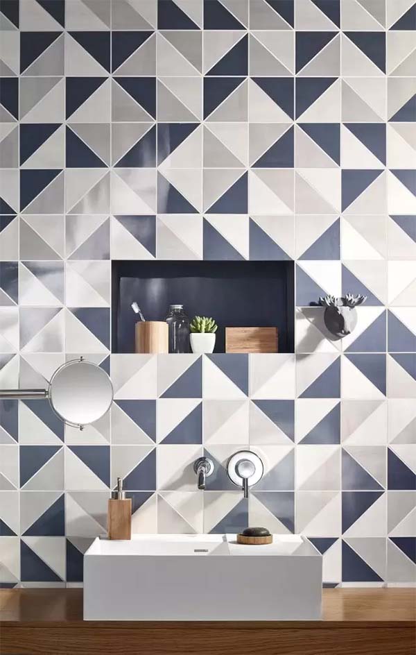Wall tiles mimic mosaic effect