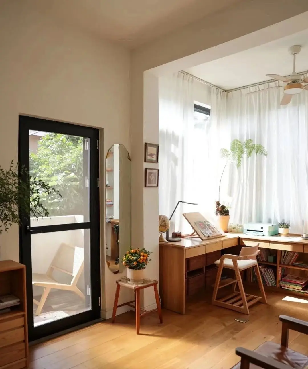 Bedroom balcony converted into study