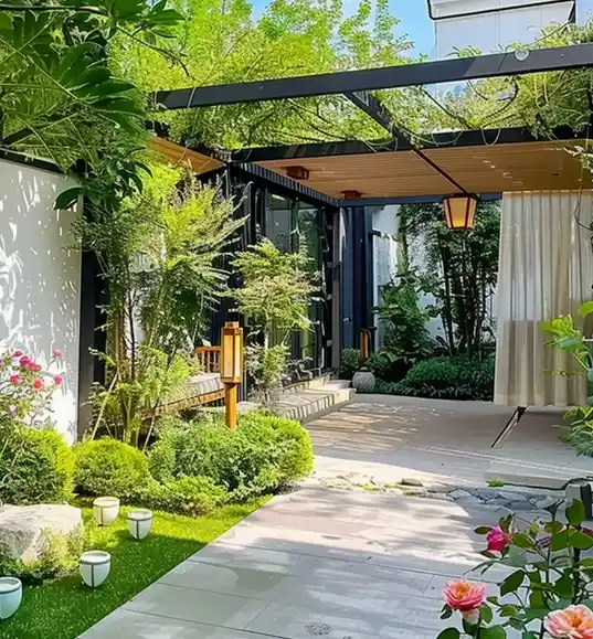 Lighting area designed in the courtyard