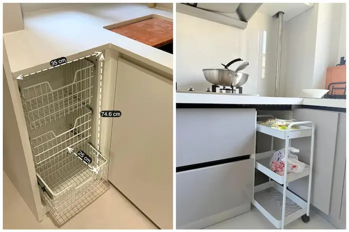 Open shelves when customising cabinets