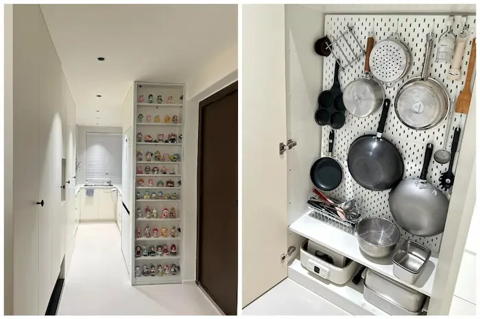 Thin cabinet storage pots and pans