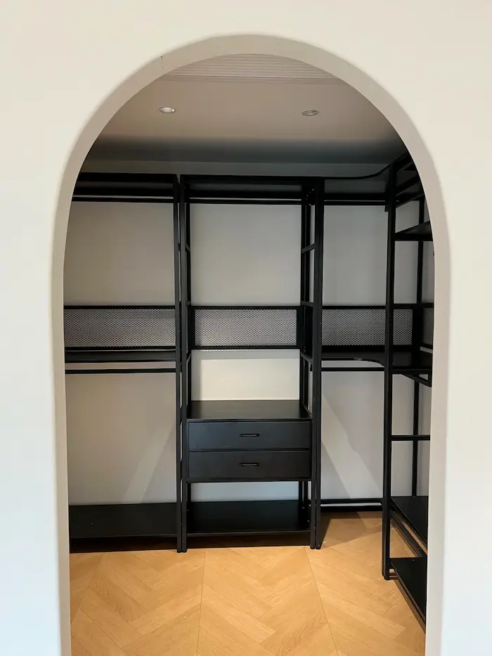 Converting the master bathroom into a small wardrobe